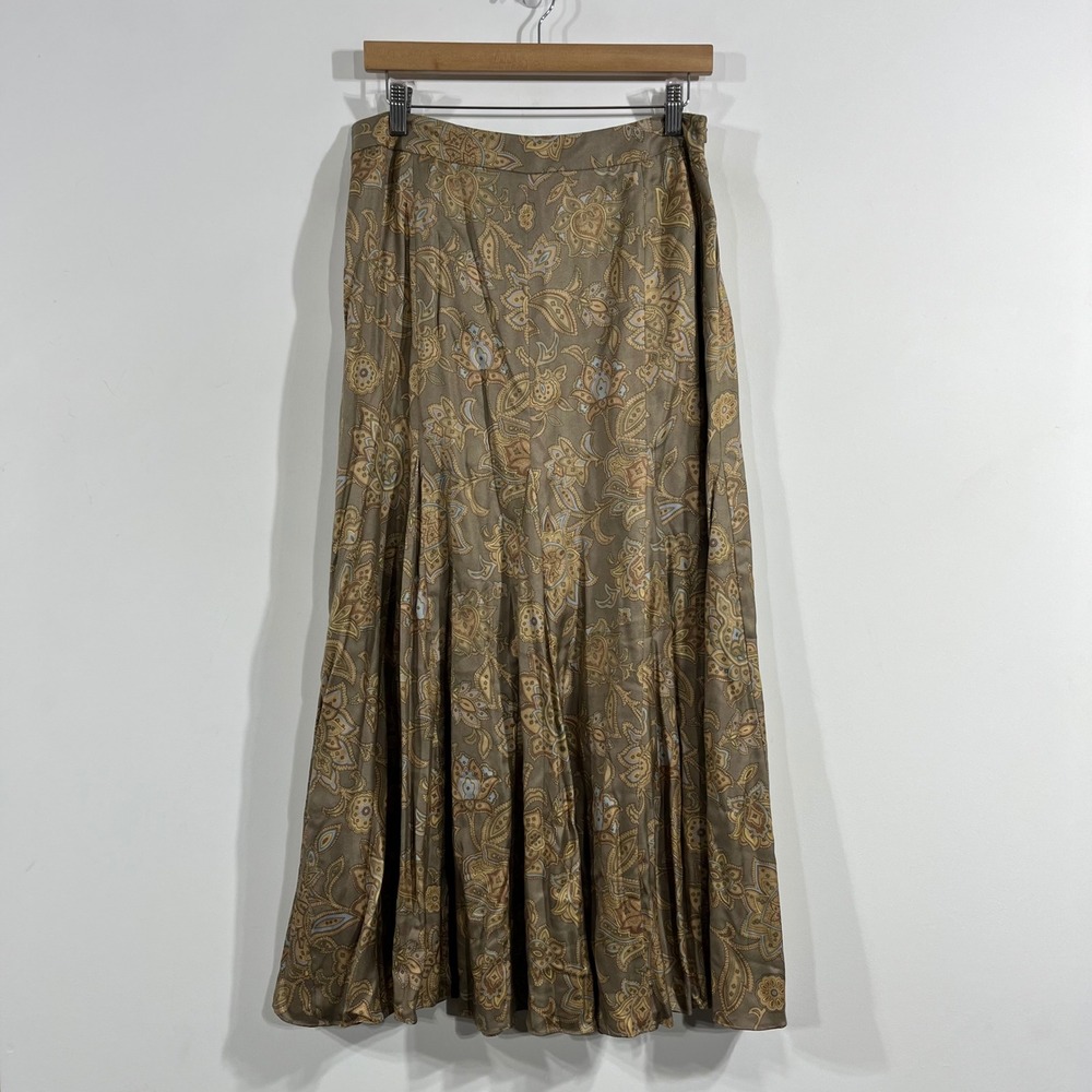 Jones NY VTG 90s Whimsigoth Fairy Grunge Paisley Silk Maxi Skirt Size 10 Boho